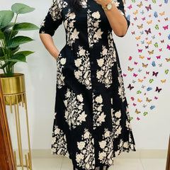 Black Printed Cotton A-Line Co-ord Set