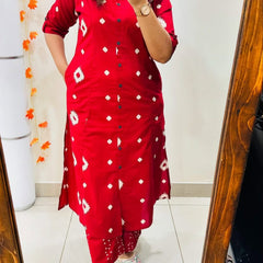 Red Printed Cotton A-Line Co-ord Set