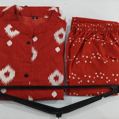 Red Printed Cotton A-Line Co-ord Set