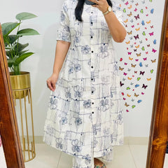 Blue Printed Cotton Palazzo Set