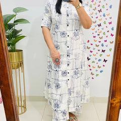 Blue Printed Cotton Palazzo Set