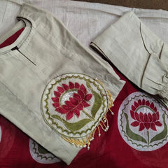 Designer Embroidery Work Beige Color Suit Set