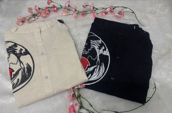 Embroidery Work Cotton Flex Black Co_ord Set