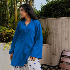 Chery Embroideried Work Blue Farshi Salwar Set