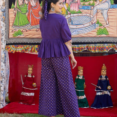 Blue Cotton Embroidery Work Co-ord Set