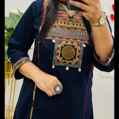 Embroidery Work Blue Cotton Suit Set