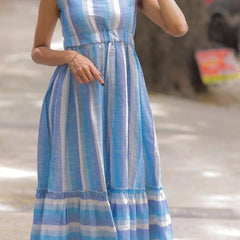 South Cotton Blue Midi Dress