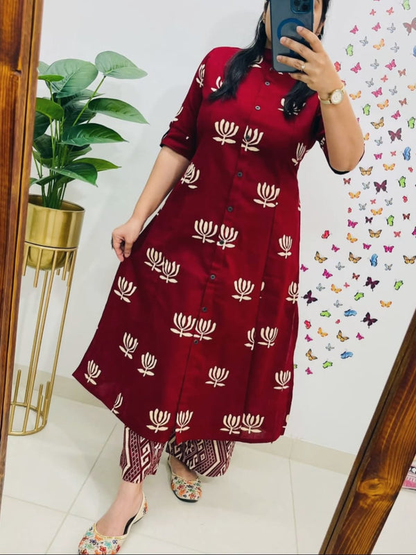 Rosewood Cotton A-Line Printed Co-ord Set