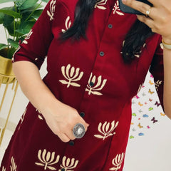 Rosewood Cotton A-Line Printed Co-ord Set