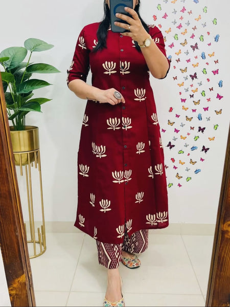 Rosewood Cotton A-Line Printed Co-ord Set