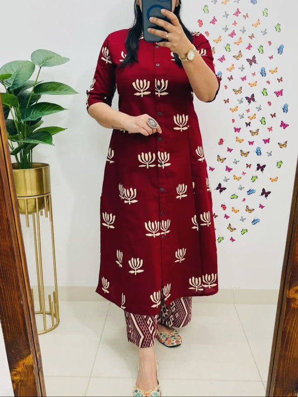Rosewood Cotton A-Line Printed Co-ord Set