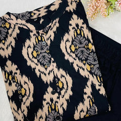 Black Printed Cotton Kurti & Palazzo Set