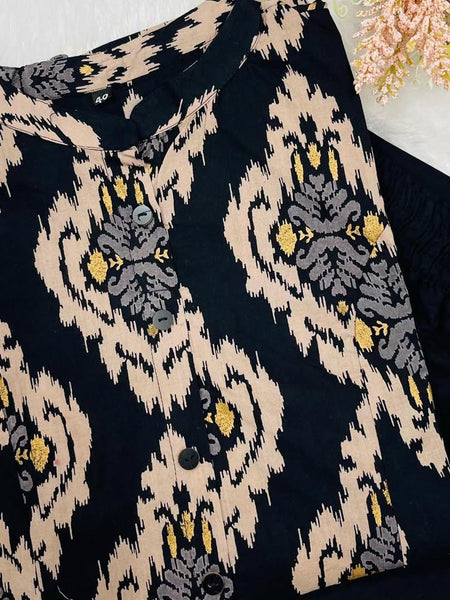 Black Printed Cotton Kurti & Palazzo Set