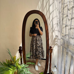 Black Chikankari Schiffli Cotton Midi Gown