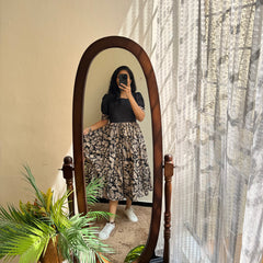 Black Chikankari Schiffli Cotton Midi Gown