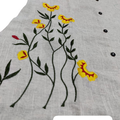 Beige Khadi Cotton Embroidered Midi Kurti