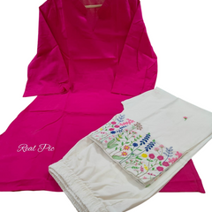 Embroidery Work Magenta Farshi Pant Set