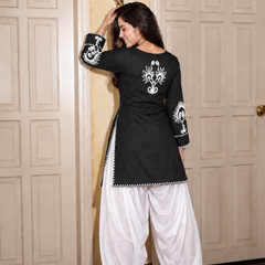 Embroidery Work Rust Farshi Salwar Set