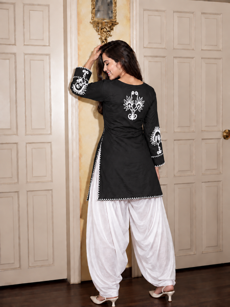 Embroidery Work Black Farshi Salwar Set
