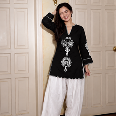 Embroidery Work Rust Farshi Salwar Set