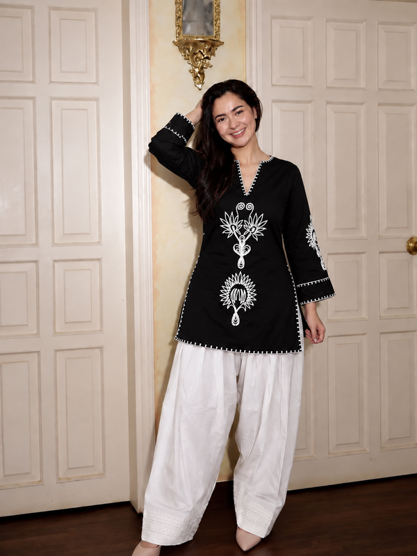 Embroidery Work Rust Farshi Salwar Set