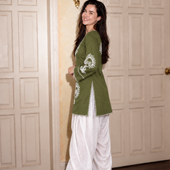 Embroidery Work Rust Farshi Salwar Set