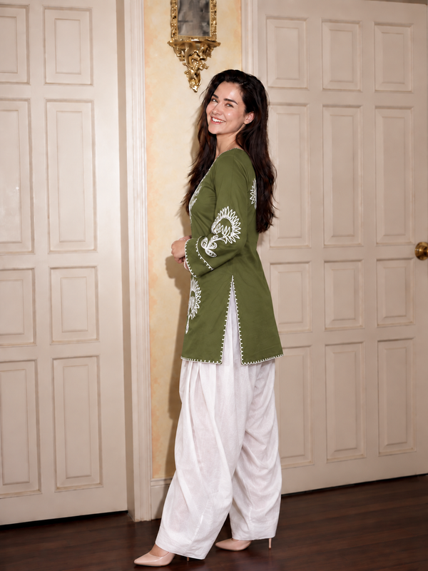 Embroidery Work Rust Farshi Salwar Set
