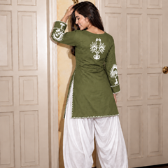 Embroidery Work Rust Farshi Salwar Set
