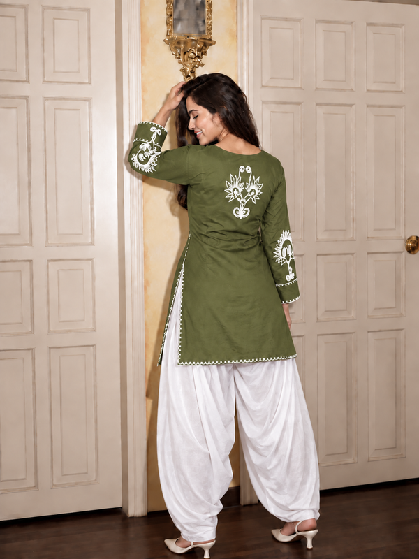 Embroidery Work Rust Farshi Salwar Set