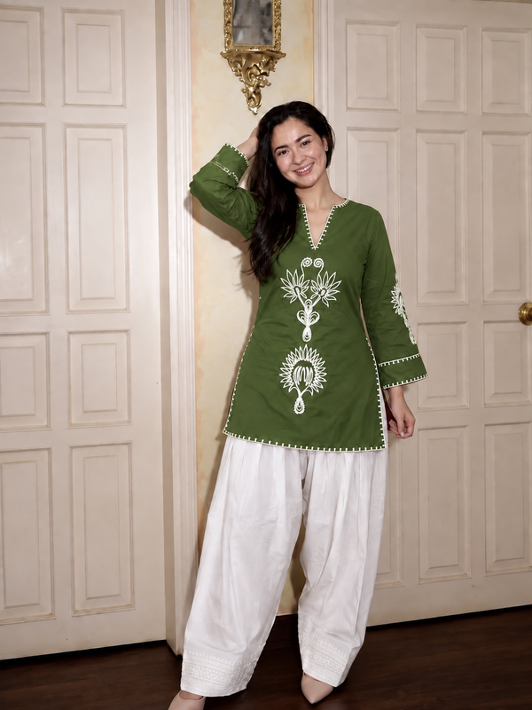 Embroidery Work Rust Farshi Salwar Set