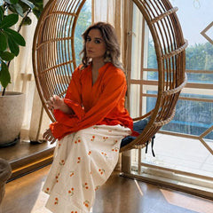 Chery Embroideried Work Orange Farshi Salwar Set