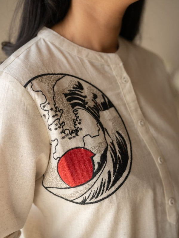 Embroidery Work Cotton Flex Off-White Co_ord Set