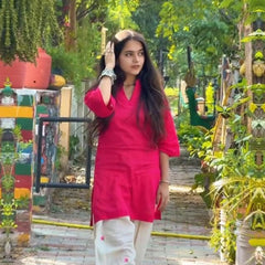 Embroidery Work Magenta Farshi Pant Set
