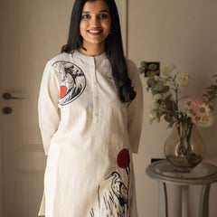 Embroidery Work Cotton Flex Off-White Co_ord Set