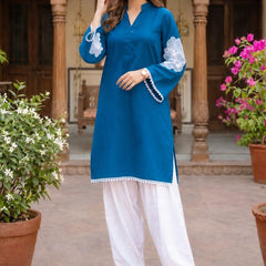 Bue Embroidery Work Farshi Salwar Set