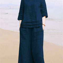 Teal Blue Cotton Slub Co-ord Set