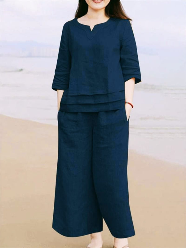 Teal Blue Cotton Slub Co-ord Set