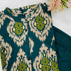 Green Printed Cotton Kurti & Palazzo Set