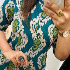 Green Printed Cotton Kurti & Palazzo Set