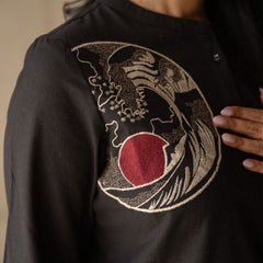 Embroidery Work Cotton Flex Black Co_ord Set