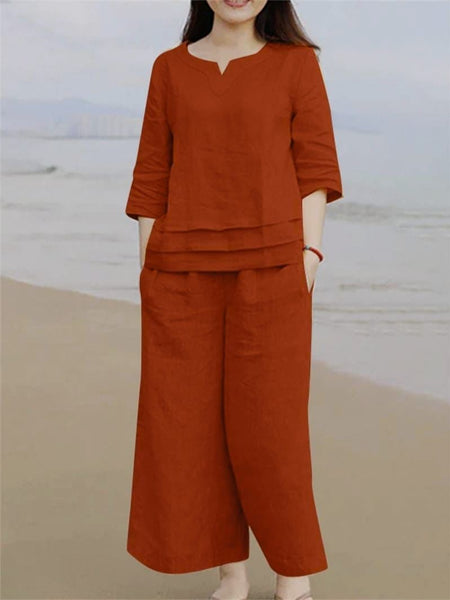 Rust Cotton Slub Co-ord Set
