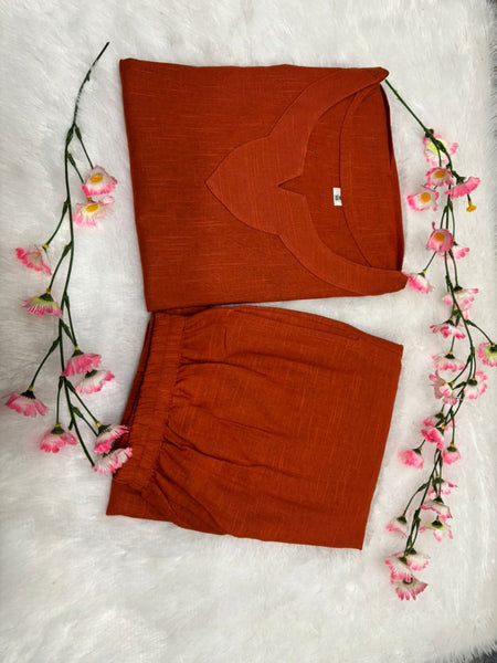 Rust Cotton Slub Co-ord Set