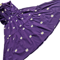 Beautiful Floral Embroidered Purple Cotton Midi Kurti