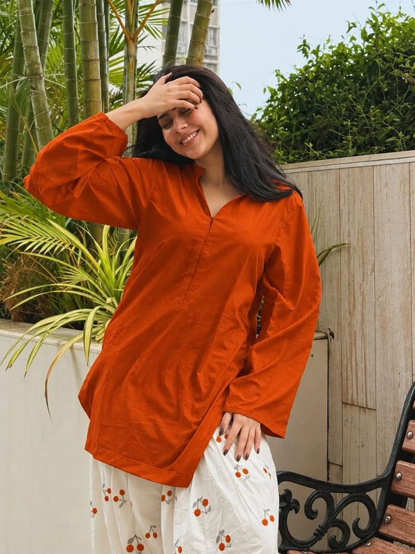 Chery Embroideried Work Orange Farshi Salwar Set