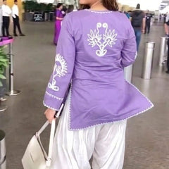 Embroidery Work Lavender Farshi Salwar Set