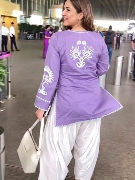 Embroidery Work Lavender Farshi Salwar Set